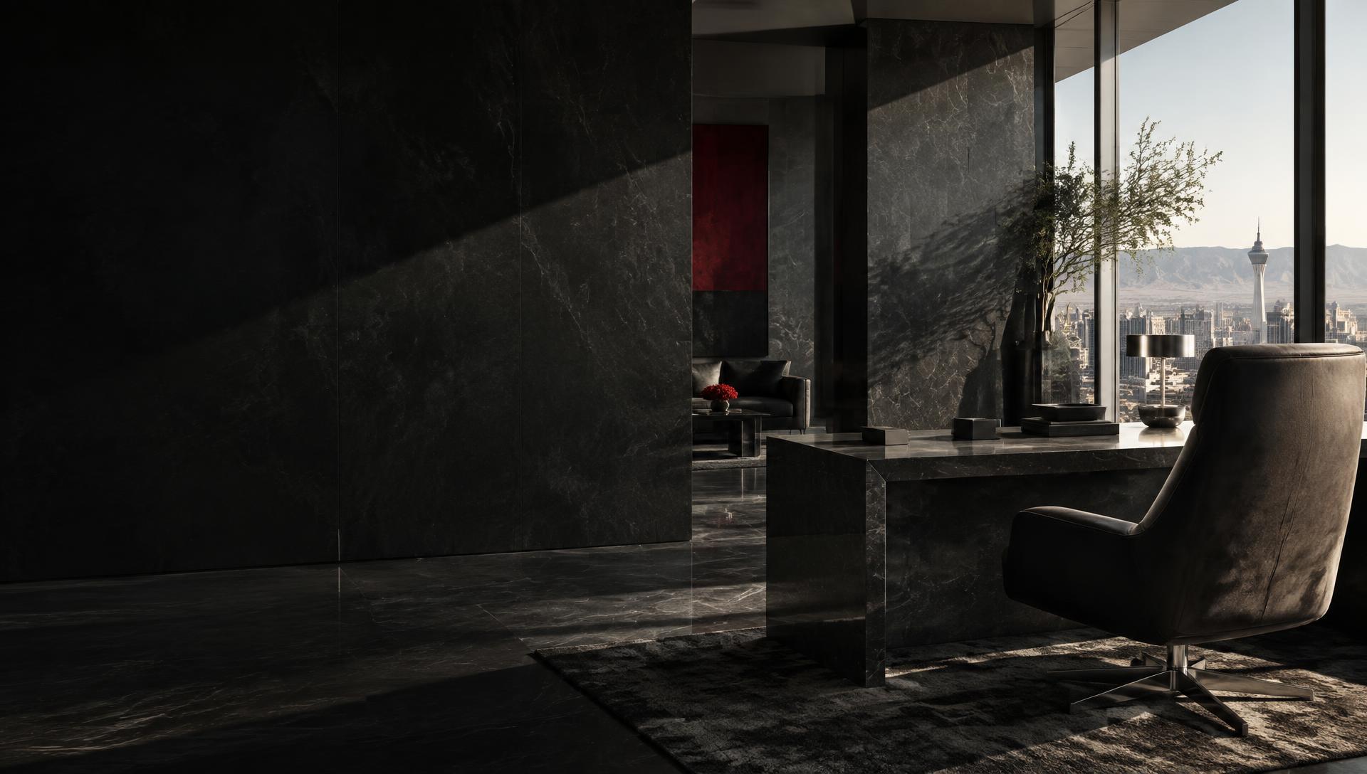 Private advisory office overlooking Las Vegas